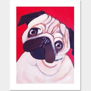 Pug on Red Posters and Art